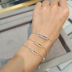 “925 sterling silver move stone bracelet with clear zircon, adjustable women’s bracelet in silver, gold and rose gold”