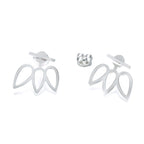 Stainless steel geometric flower petal stud earrings for women, minimalist design, 1.8 × 1.8 cm size, lightweight fashion jewelry.