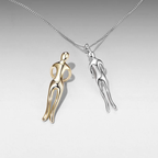 Mother & Child Sterling Silver Necklace, Detachable Two-Tone Family Love Pendant