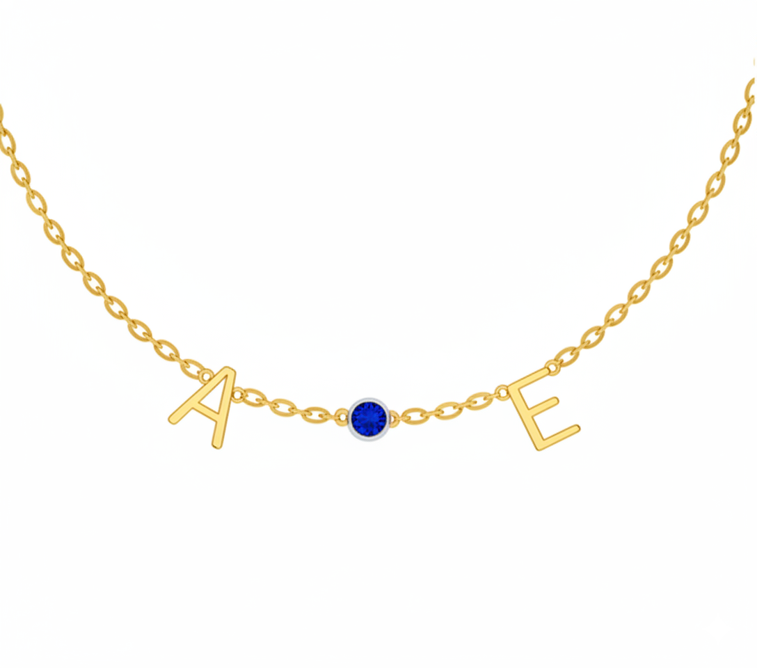 Custom Name Birthstone Necklace , DIY Letter Pendant Necklace , Personalized Side Pendant Jewelry for Women