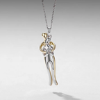 Mother & Child Sterling Silver Necklace, Detachable Two-Tone Family Love Pendant