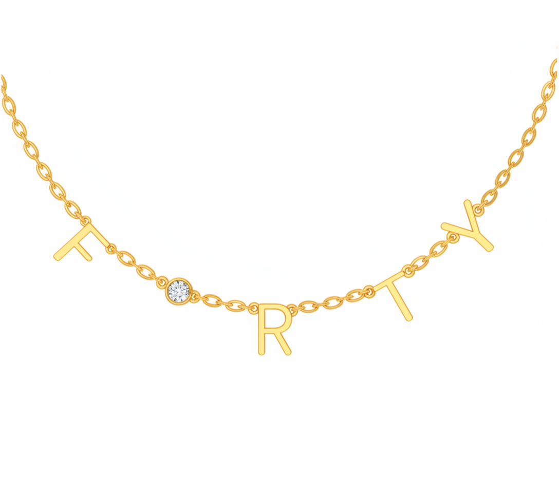 Custom Name Birthstone Necklace , DIY Letter Pendant Necklace , Personalized Side Pendant Jewelry for Women