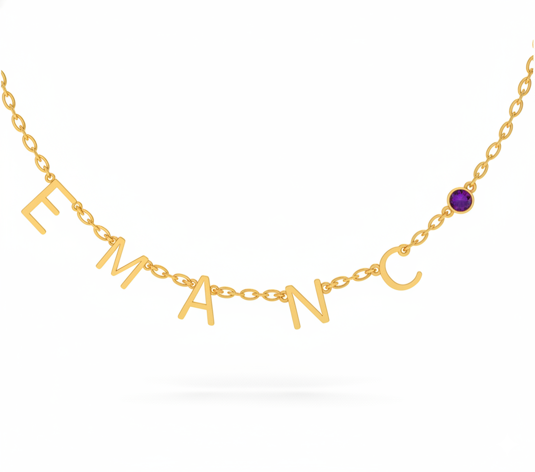 Custom Name Birthstone Necklace , DIY Letter Pendant Necklace , Personalized Side Pendant Jewelry for Women