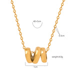 18K gold plated stainless steel geometric hollow pendant necklace with bead chain, adjustable unisex jewelry on white background