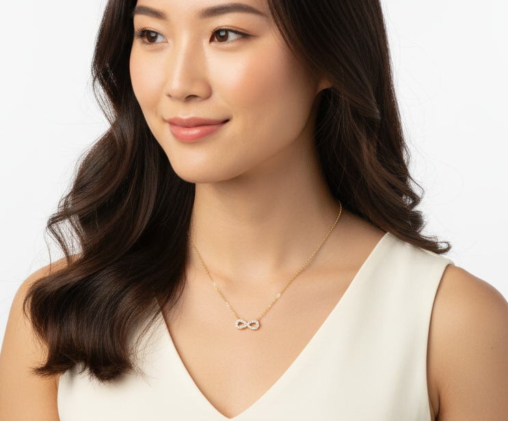 infinity necklace, 925 sterling silver necklace, zircon pendant, infinity symbol jewelry, gold plated necklace, silver necklace for women, minimalist infinity necklace, dainty zircon necklace, geometric pendant necklace, anniversary gift necklace