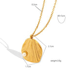 18K gold plated stainless steel shell pendant necklace with pearl accent, adjustable chain, trendy women’s jewelry on white background