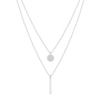 Double-Layer Gold Necklace with Zircon Pendant