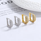 Gold plated 925 sterling silver hoop earrings with full pavé zircon sparkle