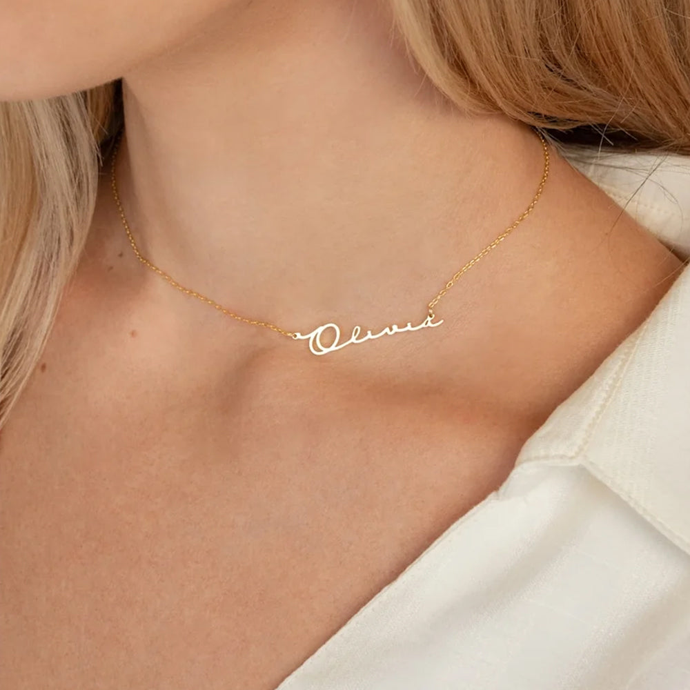 Custom Name Necklace ,Personalized Stainless Steel Letter Pendant ,Initial Name Choker with Link Chain