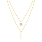 Double-Layer Gold Necklace with Zircon Pendant