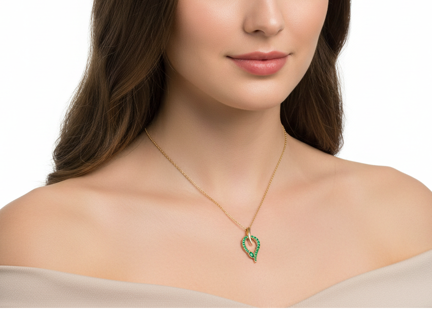 snake pendant necklace, sterling silver necklace, gold plated snake jewelry, green stone necklace, women’s party necklace, wedding jewelry for women, minimalist snake pendant, fine jewelry necklace, unique snake design necklace