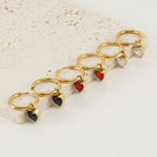 PVD Gold Plated Stainless Steel Zircon Stud Hoop Earrings , Heart and Teardrop Shape Earrings