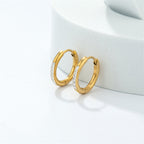 Stainless Steel Gold PVD Plated Zircon Hoop Earrings • Titanium Steel Geometric Round Earrings