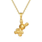 18K gold plated stainless steel bear pendant necklace with cute animal design and link chain on white background