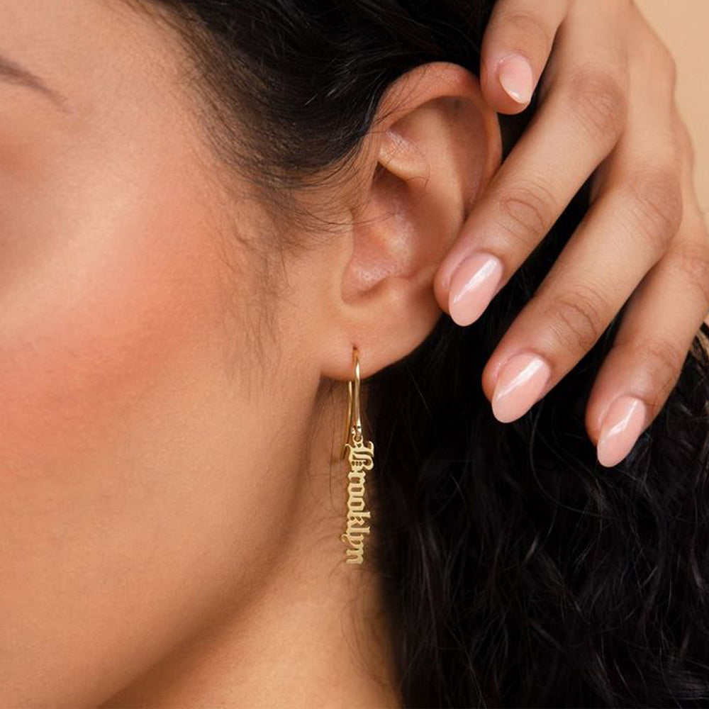 personalized name earrings, gold name earrings, custom letter earrings, 316 stainless steel earrings, name pendant jewelry, women’s personalized earrings, gold color earrings, custom jewelry gift, modern letter earrings, personalized fashion earrings