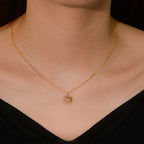 Gold plated 925 sterling silver flower jewelry set with zircon stones including pendant necklace, stud earrings and ring