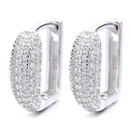 Gold plated 925 sterling silver hoop earrings with full pavé zircon sparkle