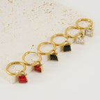 PVD Gold Plated Stainless Steel Zircon Stud Hoop Earrings , Heart and Teardrop Shape Earrings