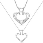 925 Sterling Silver Ring Holder Necklace, Adjustable Ring Keeper Pendant with Heart Outline Design