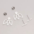 Stainless steel geometric flower petal stud earrings for women, minimalist design, 1.8 × 1.8 cm size, lightweight fashion jewelry.