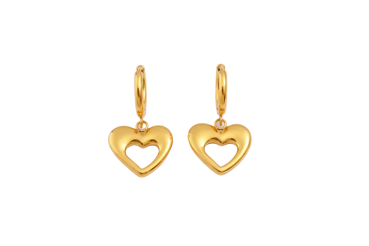 Heart Drop Earrings – Gold Plated Stainless Steel