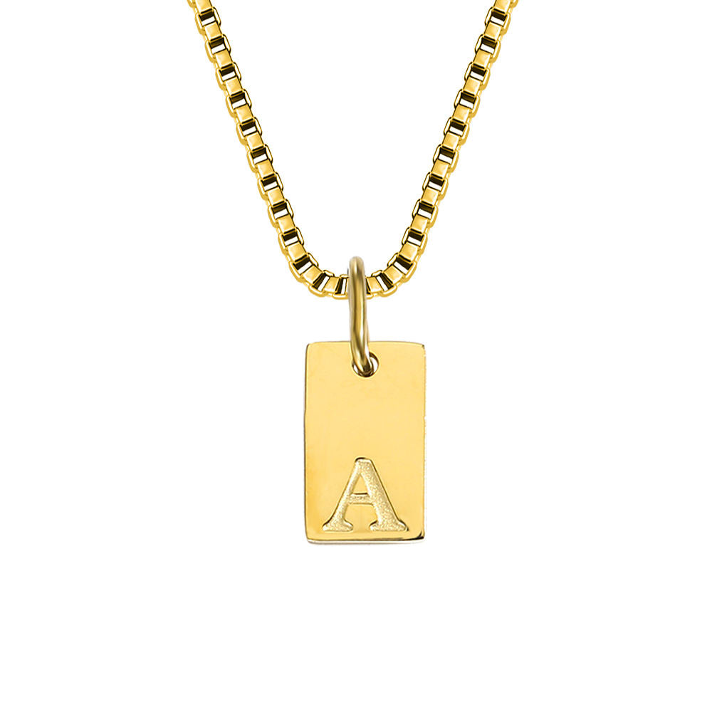 14K Gold Initial Pendant Necklace, Stainless Steel