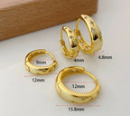 18K gold plated 925 sterling silver huggie hoop earrings with star-set zircon stones, small and large sizes