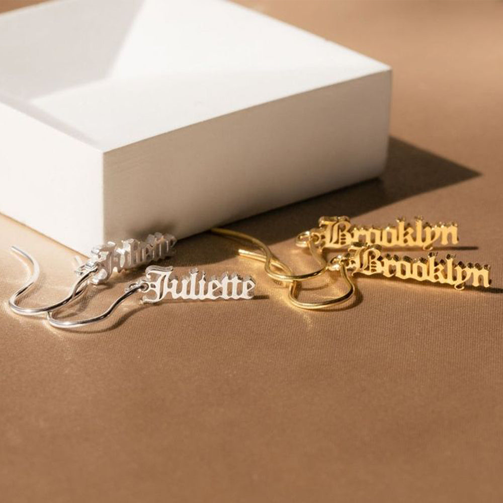 personalized name earrings, gold name earrings, custom letter earrings, 316 stainless steel earrings, name pendant jewelry, women’s personalized earrings, gold color earrings, custom jewelry gift, modern letter earrings, personalized fashion earrings