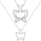 925 Sterling Silver Ring Holder Necklace – Adjustable Ring Keeper Pendant with Butterfly Outline Design