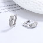 Gold plated 925 sterling silver hoop earrings with full pavé zircon sparkle