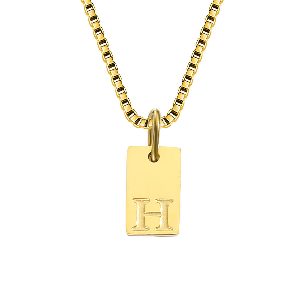 14K Gold Initial Pendant Necklace, Stainless Steel