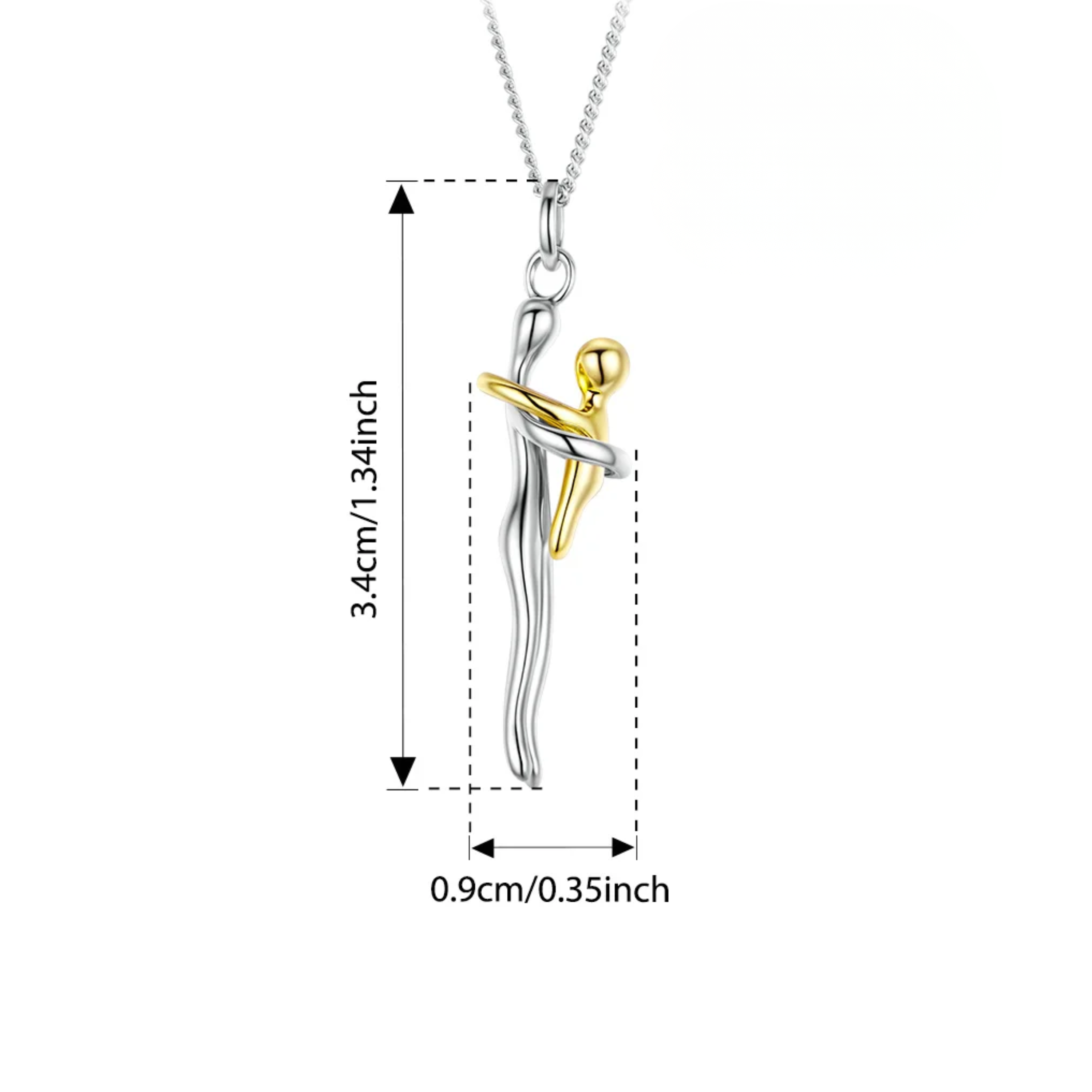 Mother & Child Sterling Silver Necklace, Detachable Two-Tone Family Love Pendant