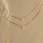 Gold plated stainless steel letter pendant necklace with 42+8 cm chain, minimalist initial jewelry for women.