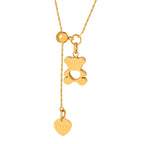 18K gold plated stainless steel bear heart pendant necklace with hollow geometric design and adjustable link chain on white background