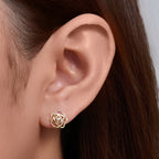 Gold plated 925 sterling silver flower jewelry set with zircon stones including pendant necklace, stud earrings and ring