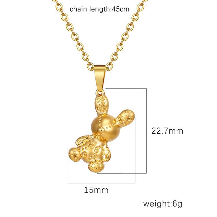 18K Gold Plated Stainless Steel Bear Pendant Necklace