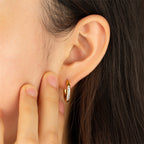 Stainless Steel Gold PVD Plated Zircon Hoop Earrings • Titanium Steel Geometric Round Earrings