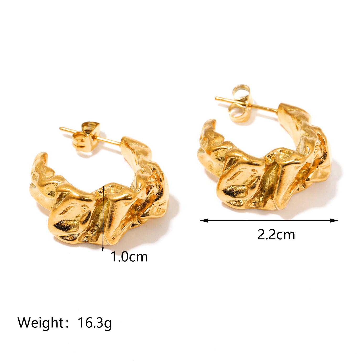 Twisted C-Shape Hoop Earrings – 18K Gold Plated 316L Stainless Steel