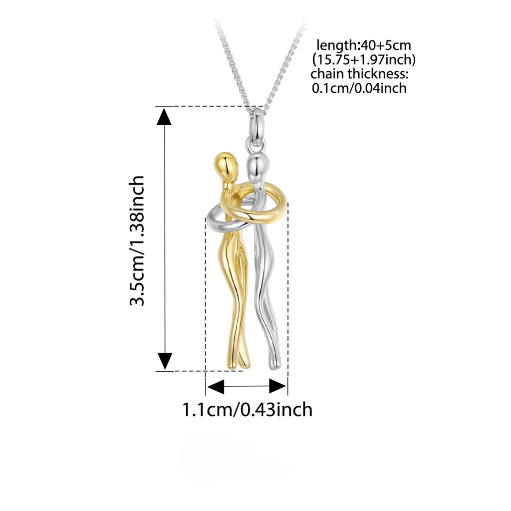 Mother & Child Sterling Silver Necklace, Detachable Two-Tone Family Love Pendant