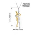 Mother & Child Sterling Silver Necklace, Detachable Two-Tone Family Love Pendant