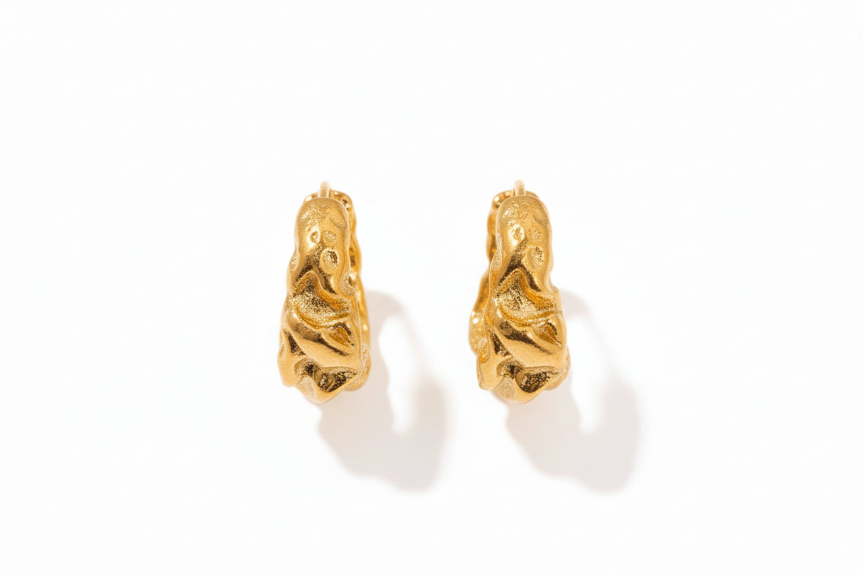 Twisted C-Shape Hoop Earrings – 18K Gold Plated 316L Stainless Steel