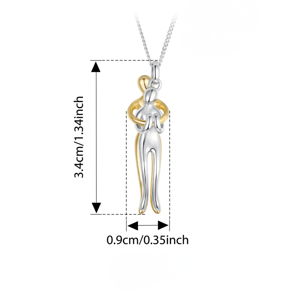 Mother & Child Sterling Silver Necklace, Detachable Two-Tone Family Love Pendant