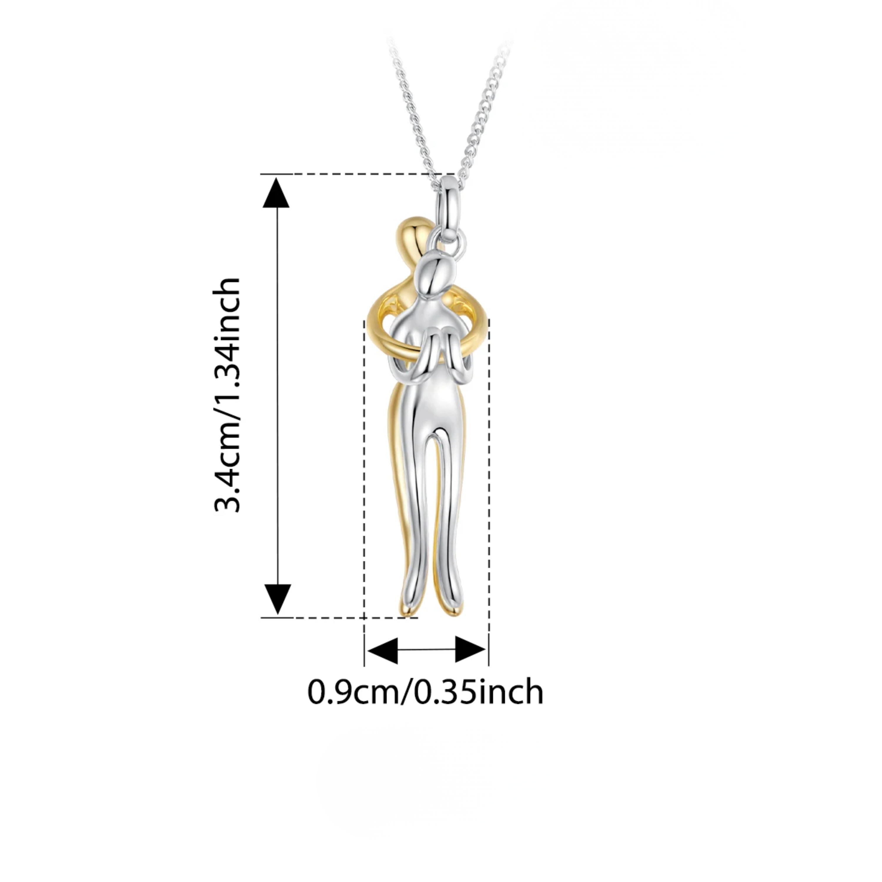 Mother & Child Sterling Silver Necklace, Detachable Two-Tone Family Love Pendant