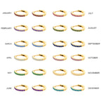 14K Gold Plated Birthstone Hoop Earrings , Stainless Steel CZ Stone Circle Hoops