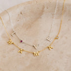 Custom Name Birthstone Necklace , DIY Letter Pendant Necklace , Personalized Side Pendant Jewelry for Women