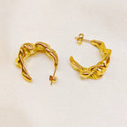 Twisted C-Shape Hoop Earrings – 18K Gold Plated 316L Stainless Steel