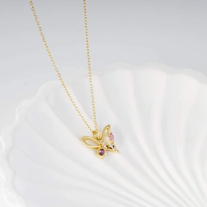 Butterfly Zircon Pendant Necklace in 925 Sterling Silver
