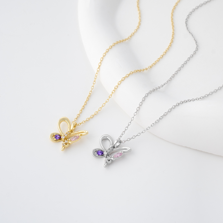 Butterfly Zircon Pendant Necklace in 925 Sterling Silver