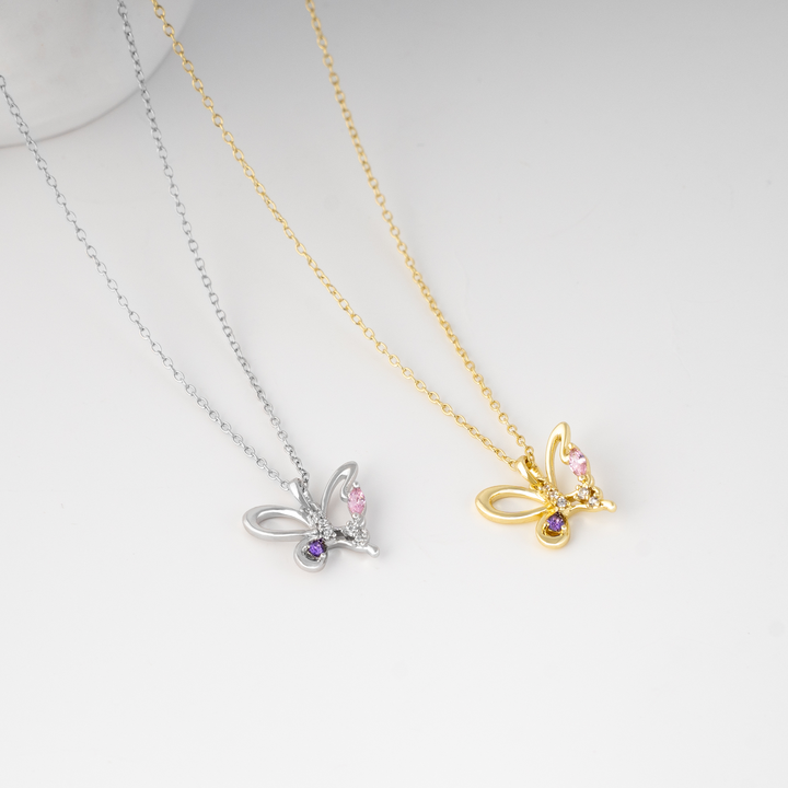 Butterfly Zircon Pendant Necklace in 925 Sterling Silver