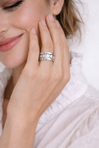 925 Sterling Silver Anxiety Spinner Ring , Rotating Circular & Rectangle Pattern Band for Men & Women